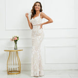 Strap Sequin Evening Sleeveless Sexy Beading Party Maxi Dress Long Prom Dress