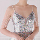 Sexy Strap Beading Sequin Party Bodycon Dress Women Evening Prom Dress