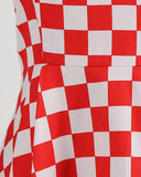 2024 Vintage Plaid Print Vintage Short Summer Casual Dress for Women Elegant V Neck A Line Swing Rockabilly Cocktail Party Dress