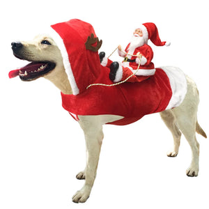 New Santa Dog Costume Christmas Pet Clothes Winter Hoodie Coat Chihuahua Poodle