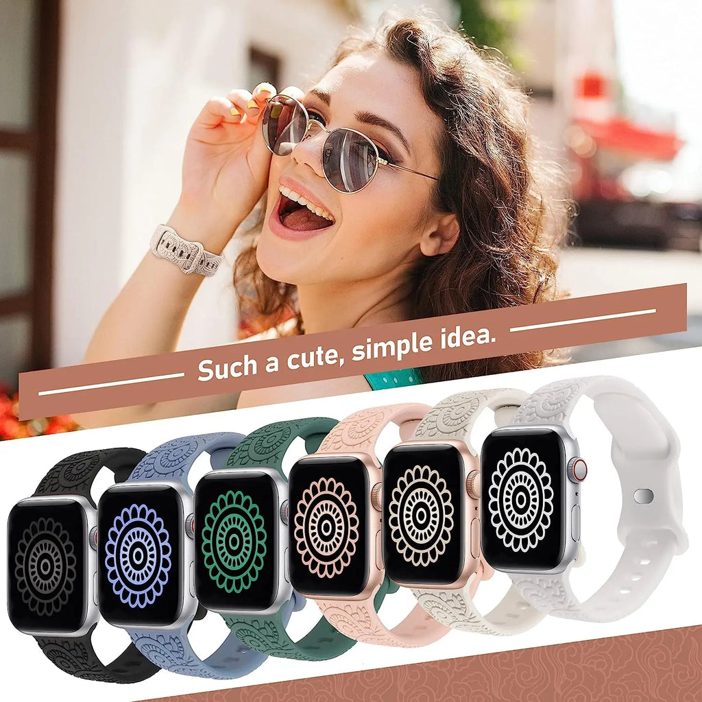 2in1 Engraved Strap for Apple Watch Ultra Band 49mm 44mm 40 41/45mm 38mm 42mm Silicone Sport Bracelet IWatch Series 8 7 6 SE 5 3