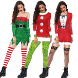 Women Sexy stripe Jumpsuit Xmas 3D Print Pattern Bodysuit Zentai Suit Christmas Holiday Cosplay Costume Female Clothes Catsuit