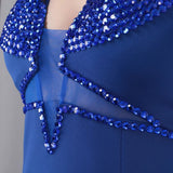 Women Sexy Strap Beading See Through Green Evening Dress Party Maxi Dress Long Prom Dress