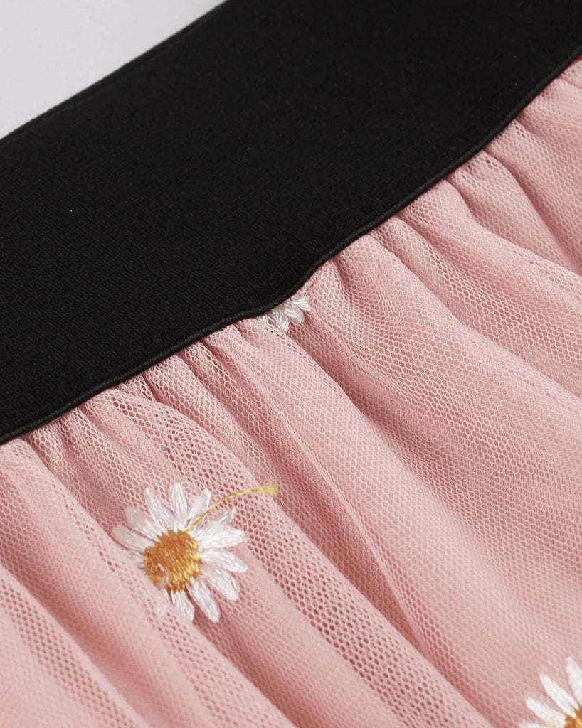 2024 Fashion Women Tulle Midi Skirt Elastic High Waist Big Swing Pink Blue White Red Kawaii Long Loose Summer Skirts