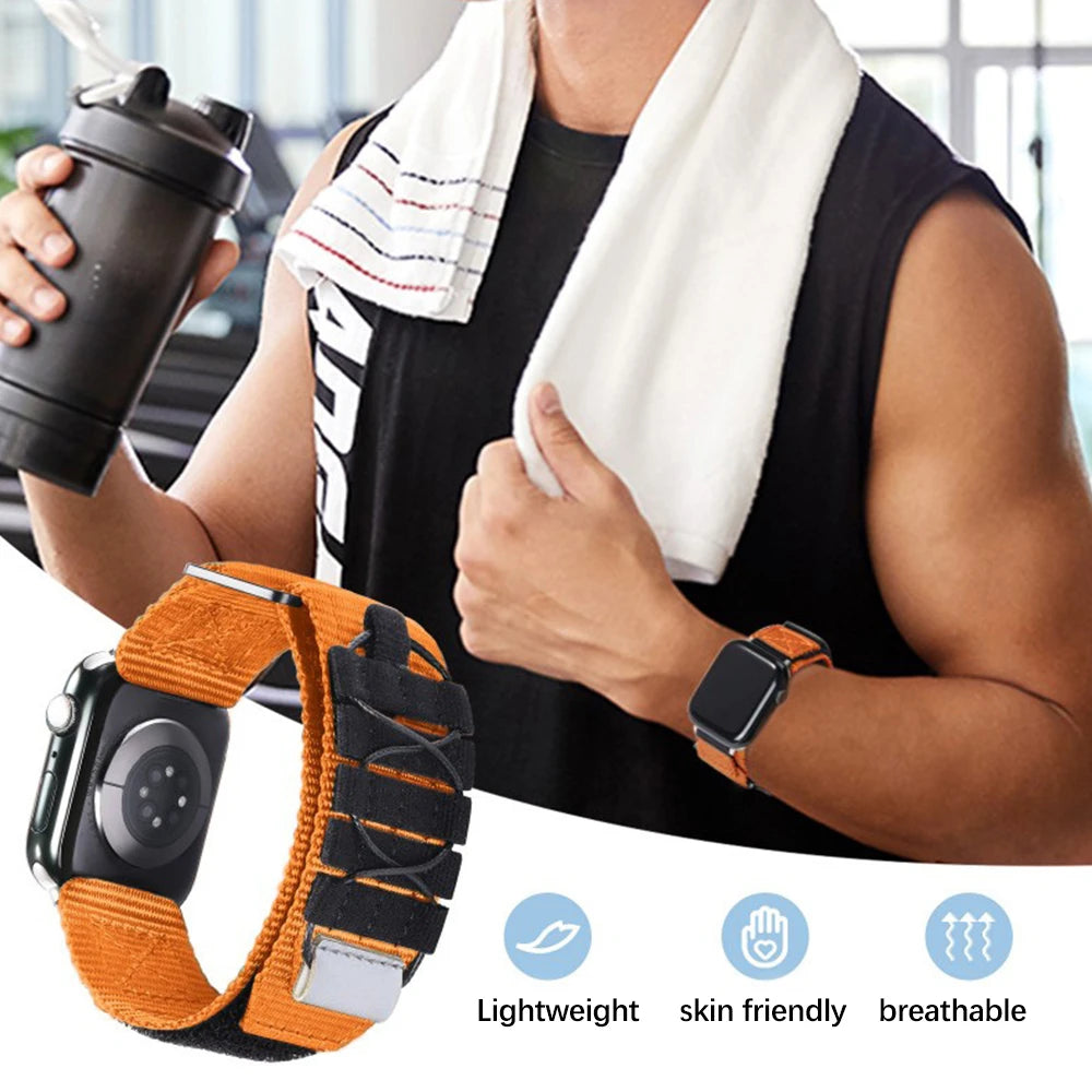 Nylon Sport Band For Apple Watch Ultra 49MM 45mm 44mm 41mm 40mm Replacement Strap For iWatch Series 8 7 6 SE 5 4 Bracelet