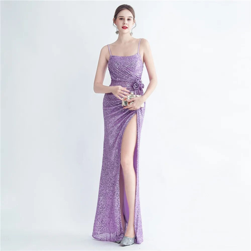 Women Strap Party Maxi Dress Sexy Sequin Evening Long Prom Dress