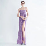 Women Strap Party Maxi Dress Sexy Sequin Evening Long Prom Dress