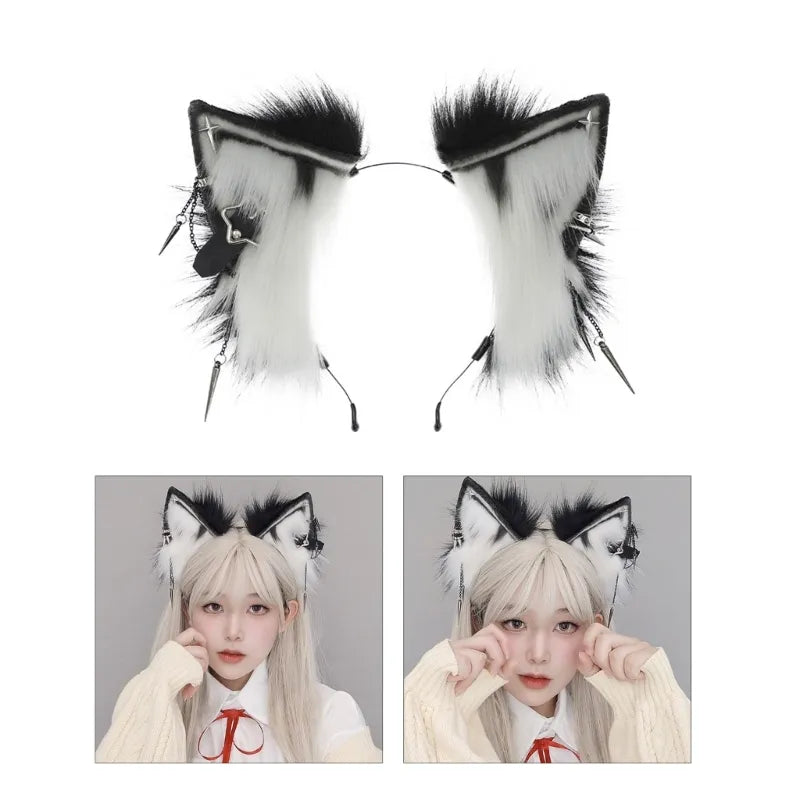 Easter Headband Wolf Ears Shape Hair Hoop Party Headpiece Cosplay Costume Props