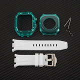 Modification Kit For Apple Watch 45mm 44mm Transparent Case & Silicone Band For iWatch Series 8 7 6 5 4 SE Rubber Sport Strap