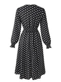 2024 Elegant Casual Floral Print A-Line Party Dress Women Spring Summer Elegant Long Sleeve Elastic Waist Boho Beach Dresses