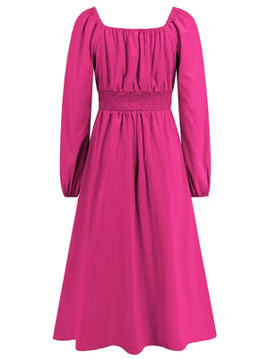 Autumn Winter Long Sleeve Oversized Casual Women's Elegant Solid Office Work Wear Flare Midi Maxi Dress