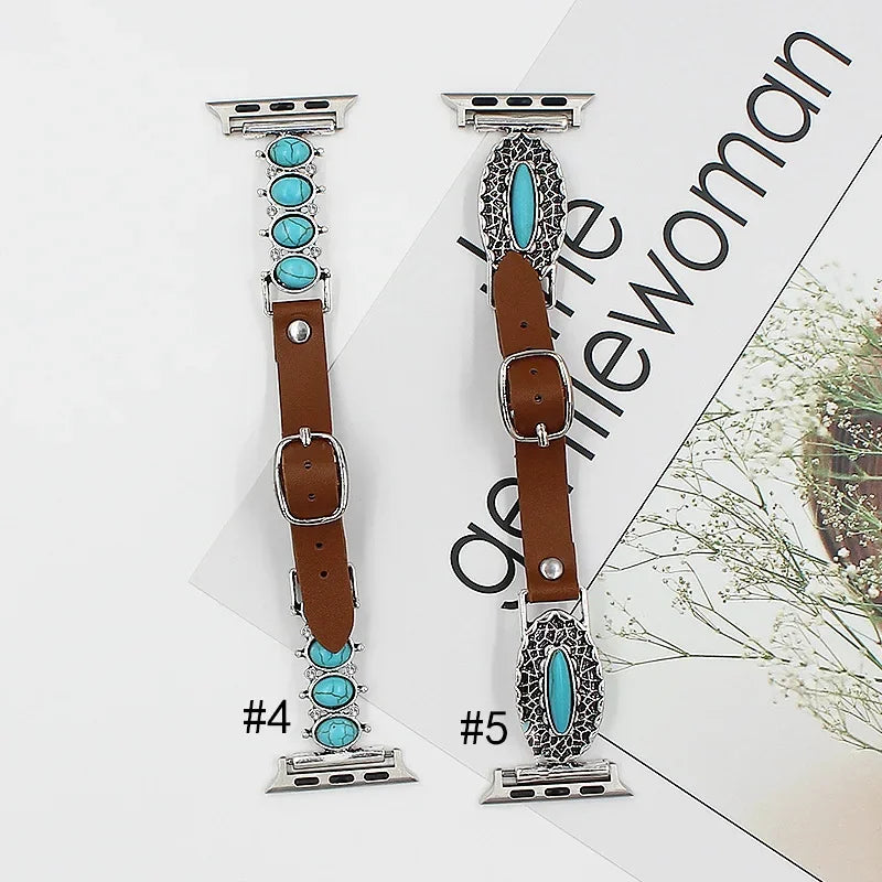 Retro Genuine Leather Strap For Apple Watch Ultra2 Band 44mm 40mm Decorative 42mm 38mm Bracelet iwatch Series 5 4 3 6SE 7 41/45
