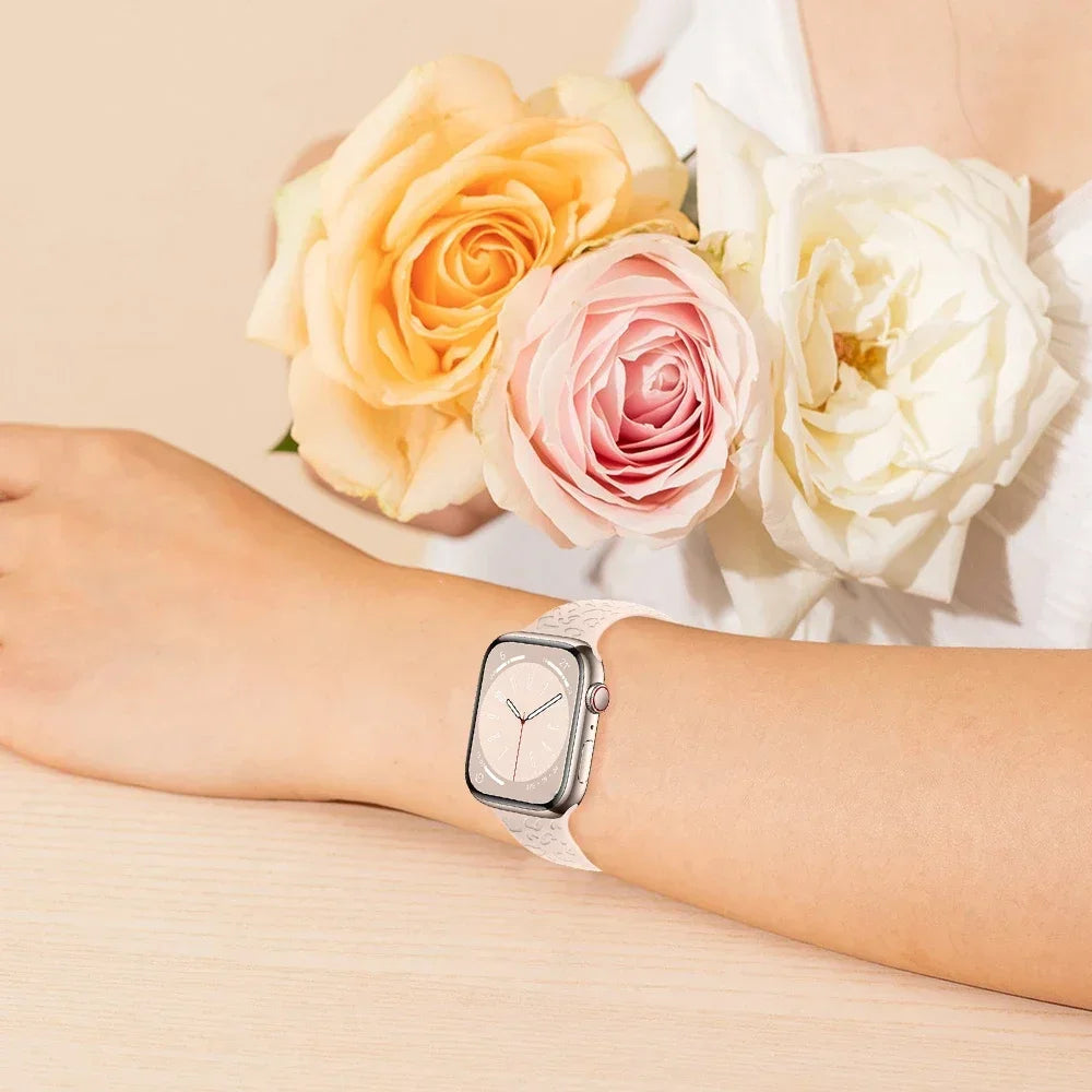 Engraved Strap for Apple Watch Band Ultra 49mm 44mm 45mm 42mm 41mm 42mm 38mm Leopard silicone bracelet for Iwatch Serise 8 7 6 5
