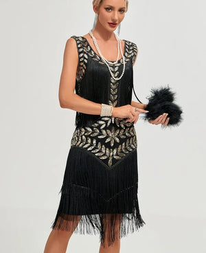 Sequin and Fringe Dancing Party 1920s Flapper Women Dress Sleeveless Summer Evening Prom Vintage Short Dresses