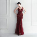 Women Gold Sequin Strap Beading Party Maxi Dress Sexy V Neck Evening Dress Long Prom Dress