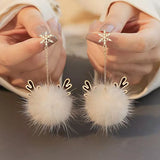 Snowflake Antler Hair Ball Earrings New Style High-quality Autumn and Winter Christmas Gift Ear Jewelry