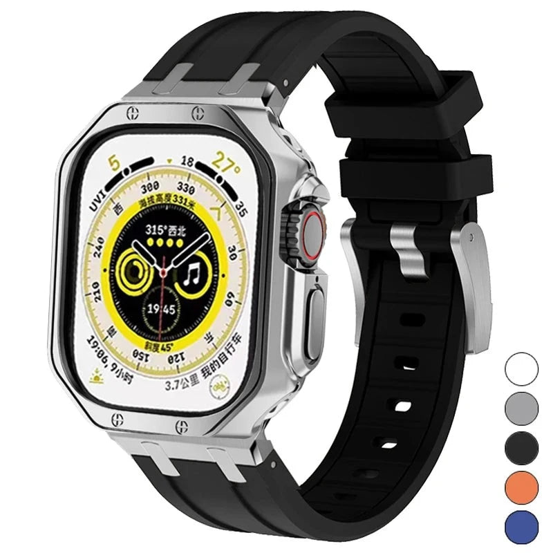 Strap+Case for Apple Watch Ultra Band 49mm 44mm 45mm 40mm 42mm 38 Fashion Armor TPU Cover Protective Iwatch Series 8 7 6 SE 5 4