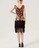 1920s Vintage Gorgeous Sequin Flapper Dress V-Neck Sleeveless Women Cocktail Party Fringe Hem Short Dresses