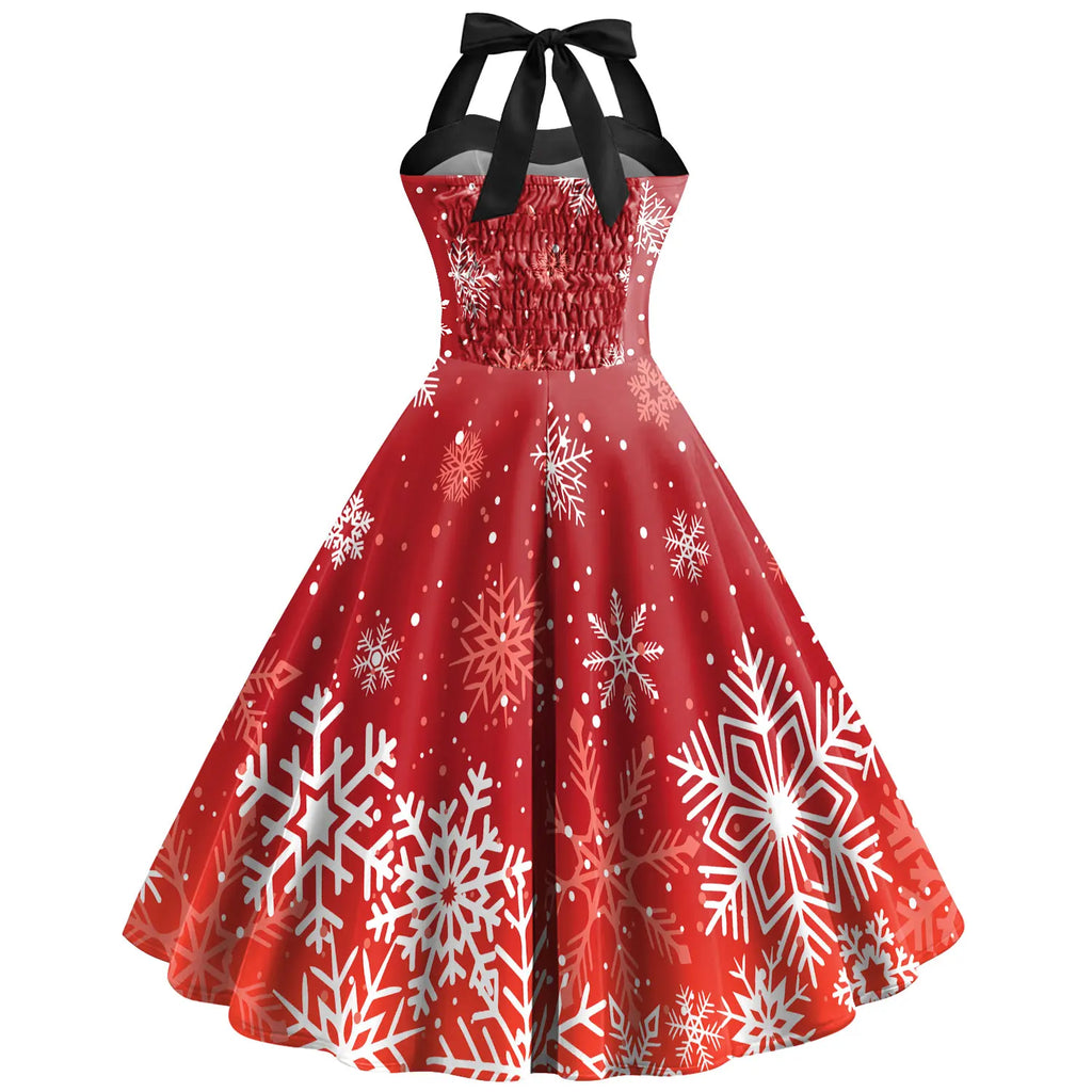 Dress for Women Sexy Slip Dresses Fashion Christmas Snowflakes Print Holiday Outfit Sleeveless Cosplay Costume Girls Clothes