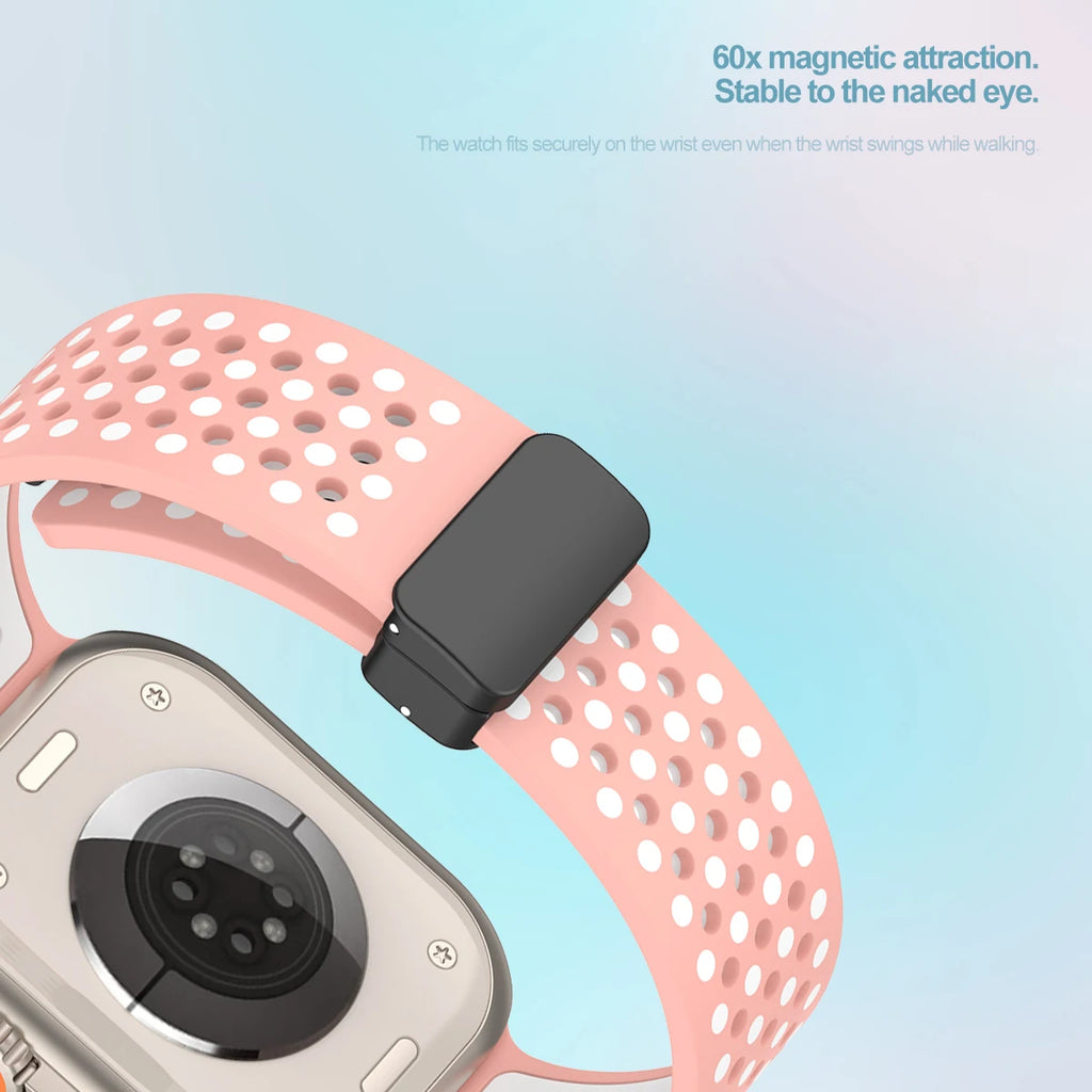 Silicone Strap for Apple Watch Band 49mm 44mm 45mm 41mm 42mm 40mm Magnetic Bracelet For Iwatch Series 9 8 7 6 SE 5 4 Ultra 2