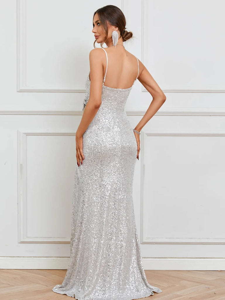 Women Strap Party Maxi Dress Sexy Sequin Evening Long Prom Dress