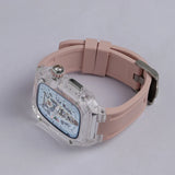 Transparent Modification Kit For Apple Watch 49mm Ultra Luxury Glacier Case Rubber Band IWatch Series 8 7 6 SE 45mm 44mm Mod KIT