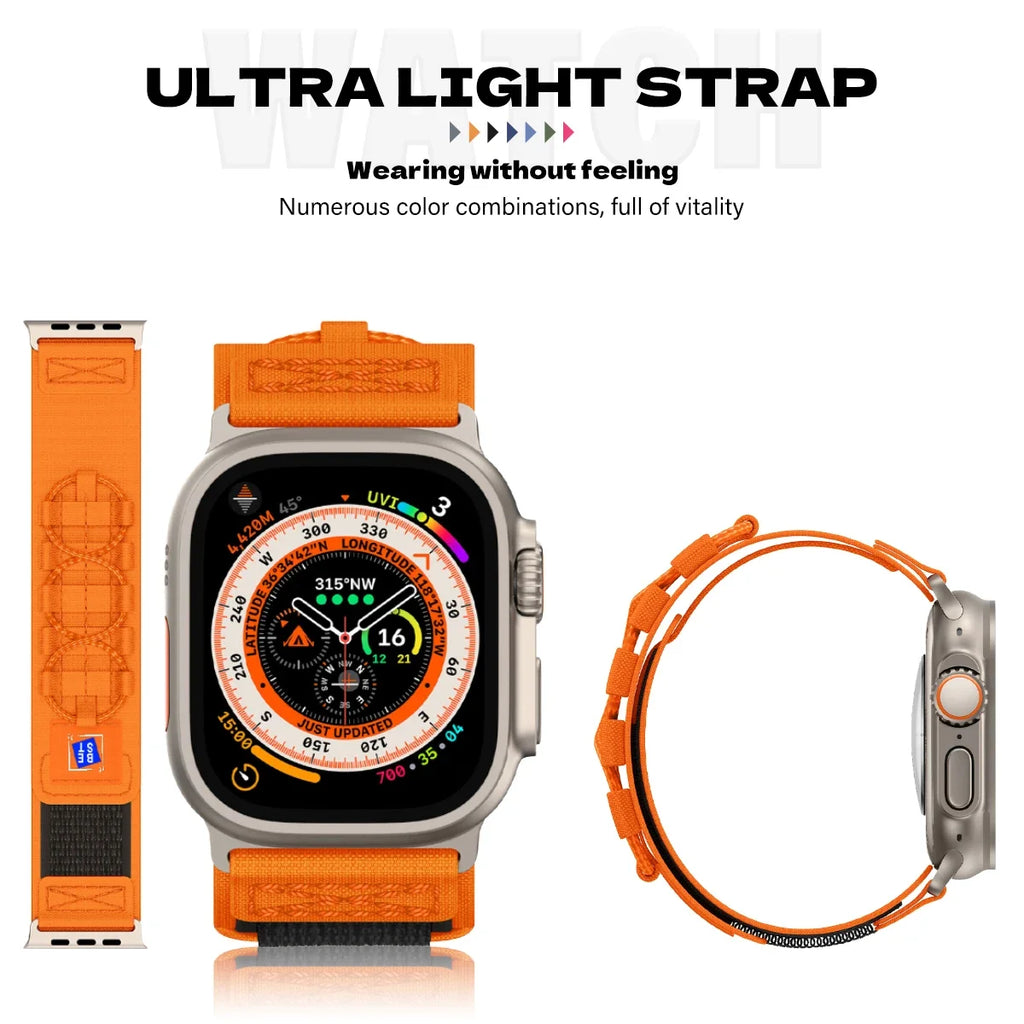 Sport Nylon Braided Strap for Apple Watch Ultra 2 Band 49mm Bracelet for iWatch 9 8 7 6 5 SE  45mm 44mm 42mm Watchbands