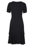 2024 High Low Solid Vintage Pencil Dress Irregular Hem Ruffle Hem Elegant Summer Short Sleeve Bandage Sheath Dresses