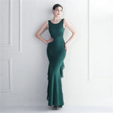 Elegant O Neck Beading Party Maxi Dress Women Long Prom Evening Dress