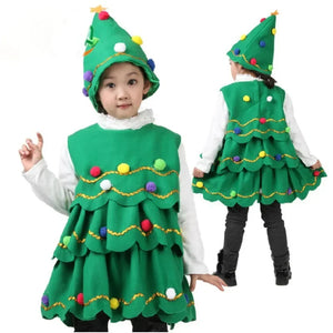 New Children's Christmas Tree Performance Dance Costume Christmas Gift Tree Hat Performance Costume