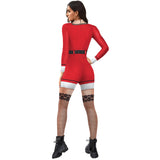 Women Sexy stripe Jumpsuit Xmas 3D Print Pattern Bodysuit Zentai Suit Christmas Holiday Cosplay Costume Female Clothes Catsuit