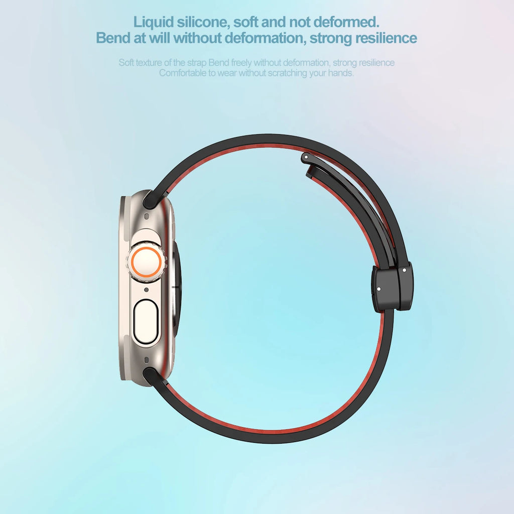 Silicone Strap for Apple Watch Band 49mm 44mm 45mm 41mm 42mm 40mm Magnetic Bracelet For Iwatch Series 9 8 7 6 SE 5 4 Ultra 2