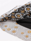 Little Flower Print Mesh Vintage Casual Swing Elegant Kawaii High Waist Cotton A Line Retro Runway Midi Party Skirts