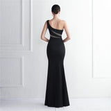 Slash Neck Long Green Women One Shoulder Party Maxi Dress Soft Satin Sexy Slit Evening Dress