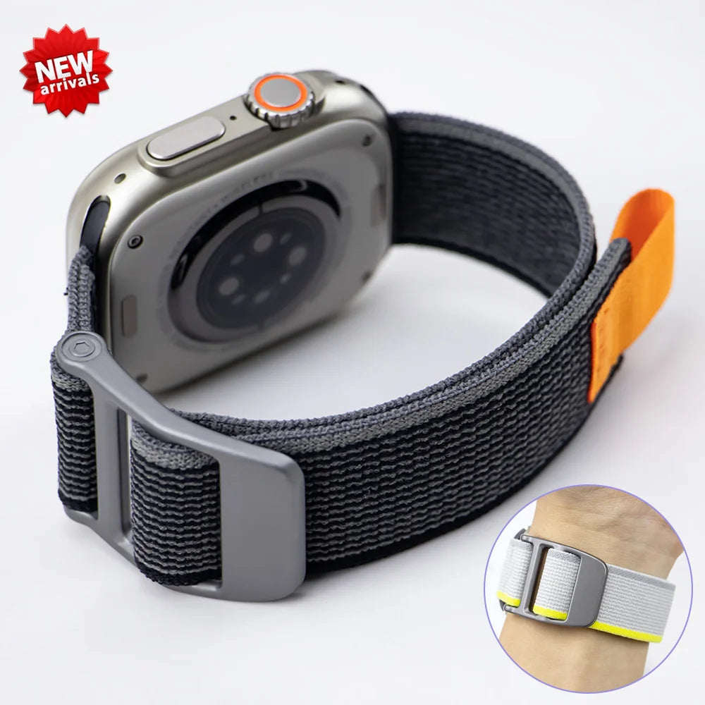 Nylon Strap for Apple Watch Ultra 2 Band 49mm 44mm 45mm 42mm 40mm 41mm 38mm Sport Straps Iwatch Series 9 8 7 SE 9 6 5 4 Bracelet