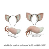 Long Fur Fox Ears Anime Cosplay Headband Hairband with Plush Tail Halloween Cosplay Party Costume for Kids Anime Lover