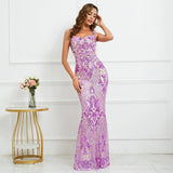 Strap Sequin Evening Sleeveless Sexy Beading Party Maxi Dress Long Prom Dress