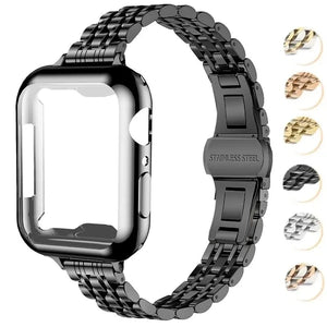 Metal Band+Case for Apple Watch Ultra 2 Strap 49mm 42mm 41mm 45mm 44mm TPU Cover Women Bracelet For Iwatch Series 9 8 7 6 SE 5 4