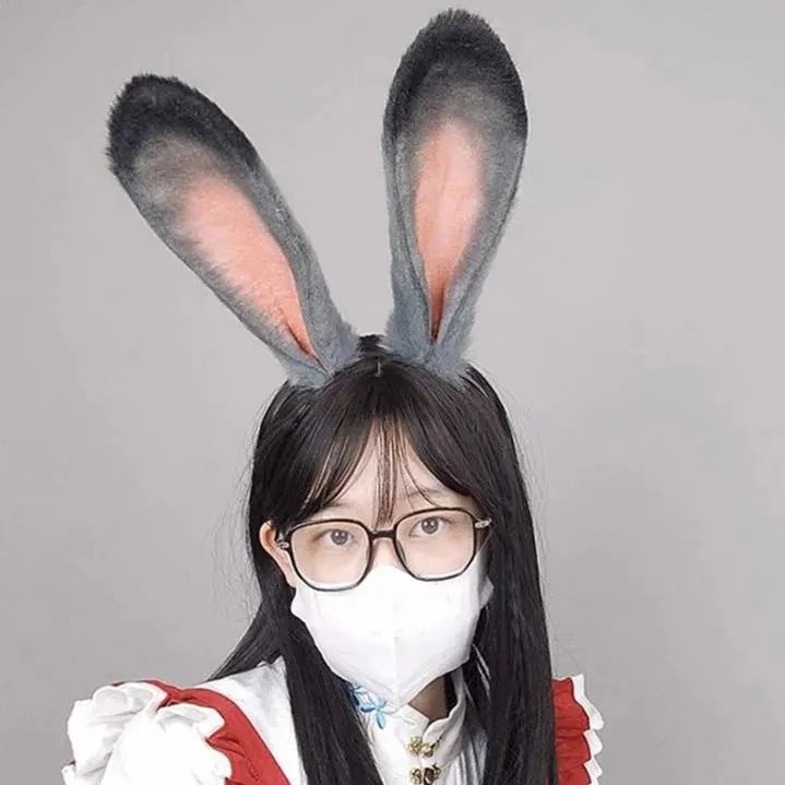 Shower Bunny Ear Headband Woman Students Washing Face Hairband Large Rabbit Ears Headbands Plush Spring Hair Hoop