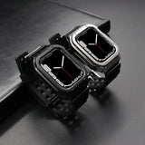 Metal Accessories Mod Kit For Apple Watch Band 45mm 44mm Stainless Steel Strap+Case For IWatch Series 7 6 5 4 SE Rubber Bracelet