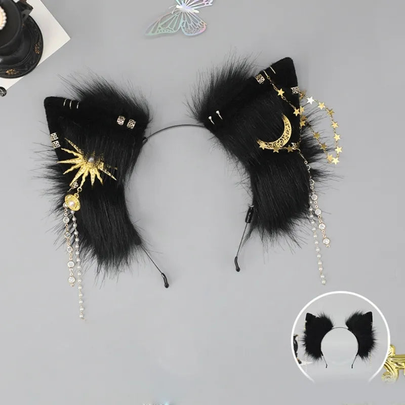 Anime Character Headband Wolf Ears Shape Hair Hoop Plush Carnivals Party Headpiece Cosplay Party Costume Props Unisex