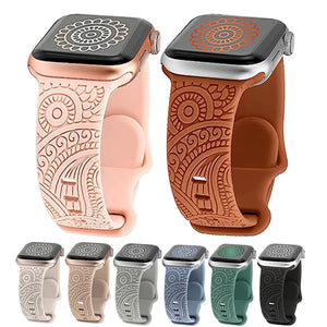 Engraved Strap for Apple Watch Band Ultra 49mm 44MM 40mm 41mm 45mm 38mm 42mm Silicone Sport Bracelet IWatch Series
