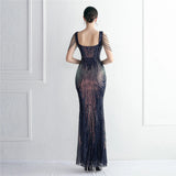 Sexy Slit Black Gold Sequin Evening Dress Sleeveless Beading Formal Party Maxi Dress Long Prom Dress