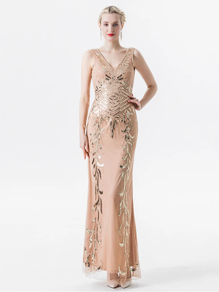 V-Neck Sequin Embroidered Women Elegant Luxury Cocktail Dresses Evenin –  jetechband