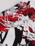 Floral Print Cotton Midi Skirts for Women Summer 50s Vintage Zipper Back A-Line Elegant Swing Skirt