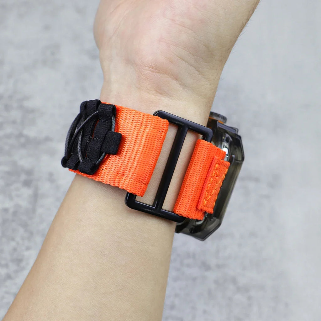 Nylon Sports Strap+Case for Apple Watch Band Ultra 49mm Tactical Woven Loop with Ultra PC Protective Case for iwatch Ultra2 49mm