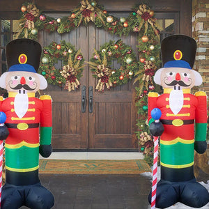 8 Ft Nutcracker Christmas Inflatable Holiday Home Decoration Yard LED Light Outdoor Ornament Xmas New Year Party Shop Garden