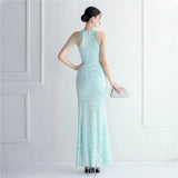 Off Shoulder Long Beading Gold Sequin Dress Sexy Slit Party Women Evening Dress