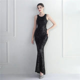 Backless Beading White Sequin Evening Dress New Women Party Maxi Dress Long Prom Dress