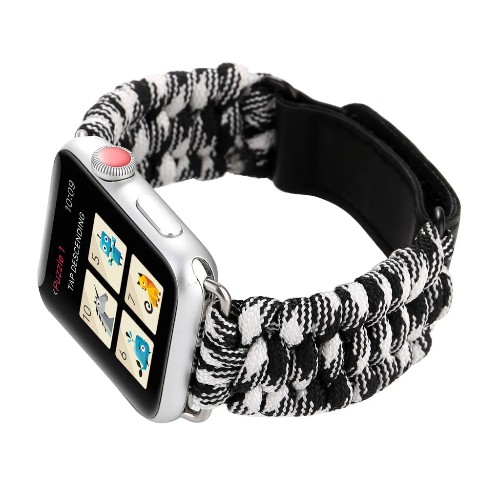 Survival Rope strap For Apple watch band 49mm 44mm 40mm 45mm/41mm 42mm 38mm Outdoors Leather clasp belt Bracelet iWatch 5 se 6 7